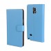 Samsung Galaxy Note 4 - Genuine Leather Flip Stand Protective Phone Cover Case Wallet - Blue